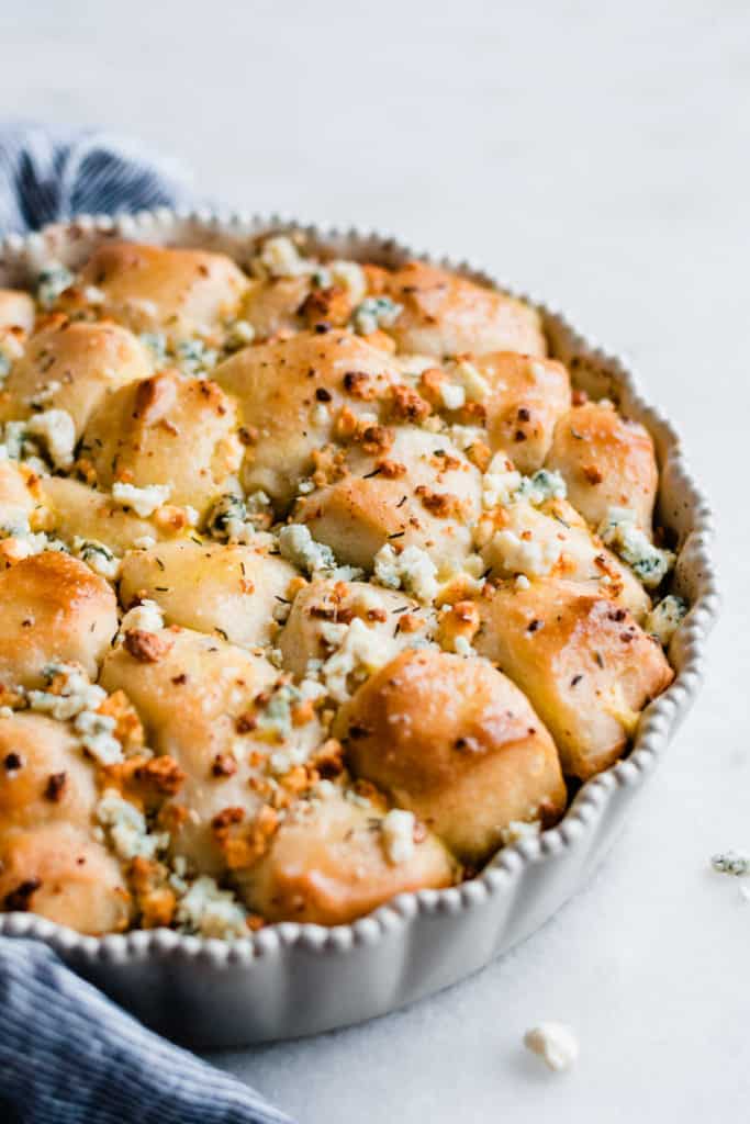 Close-up of finished cheesy bread bites