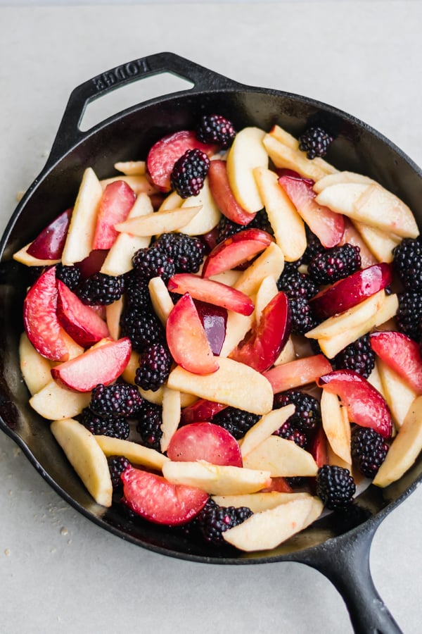 Fruit in a cast iron pan