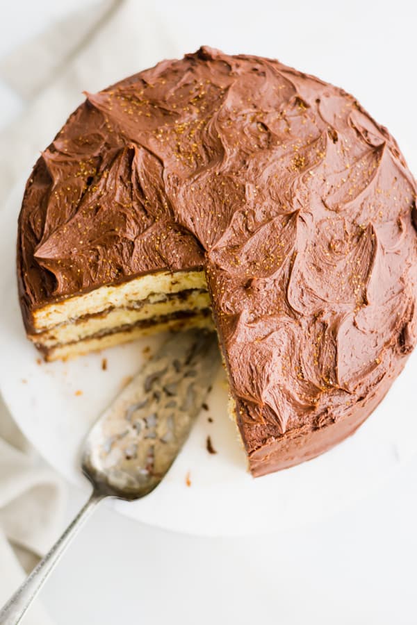 The Best Yellow Cake with Chocolate Frosting