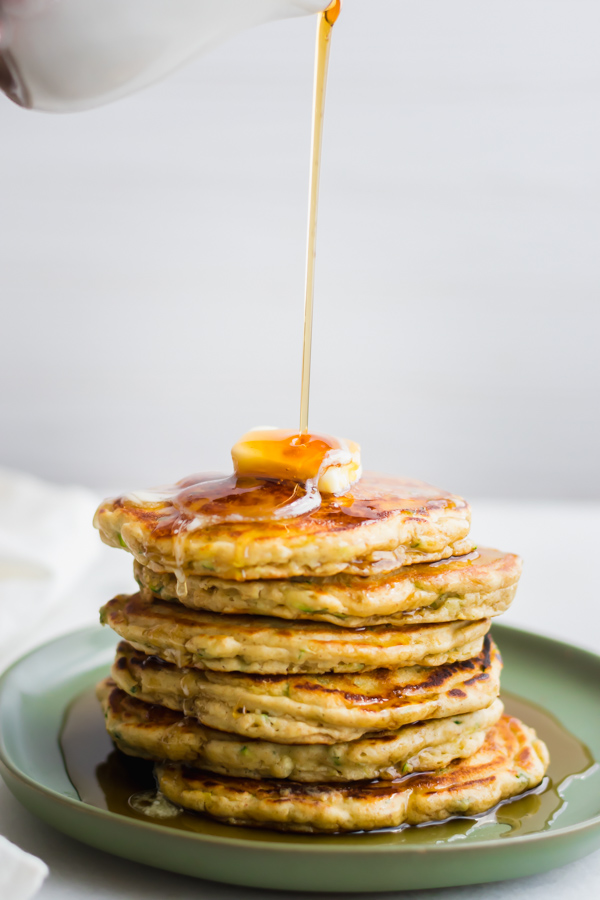 A stack of zucchini bread pancakes.