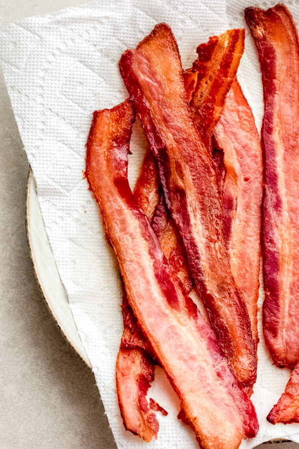 Bacon on a plate.