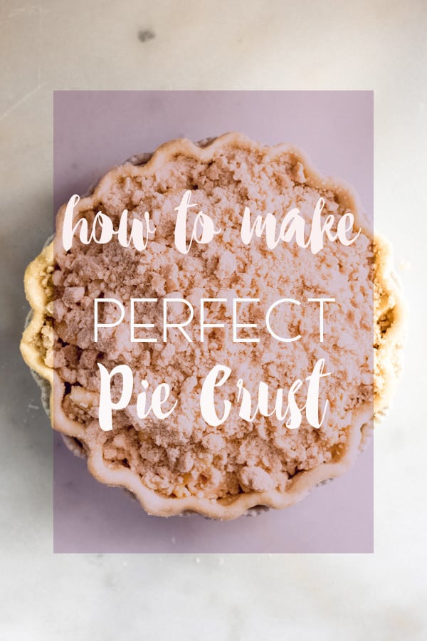 A photo of an assembled, unbaked pie, with a text overlay that says "how to make perfect homemade pie crust".