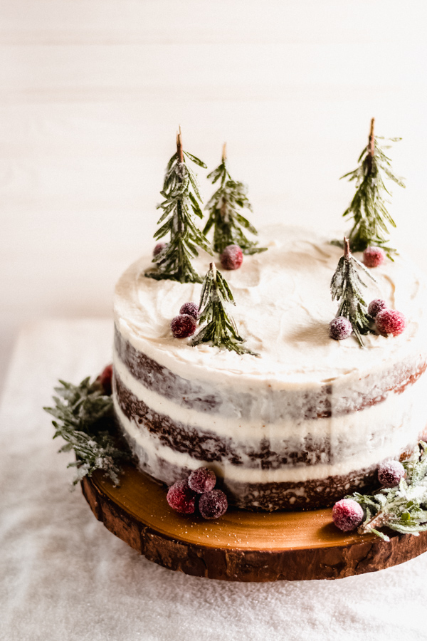 Gingerbread cake with mascarpone cream cheese frosting.