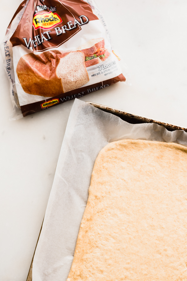 Bread dough on a baking tray.