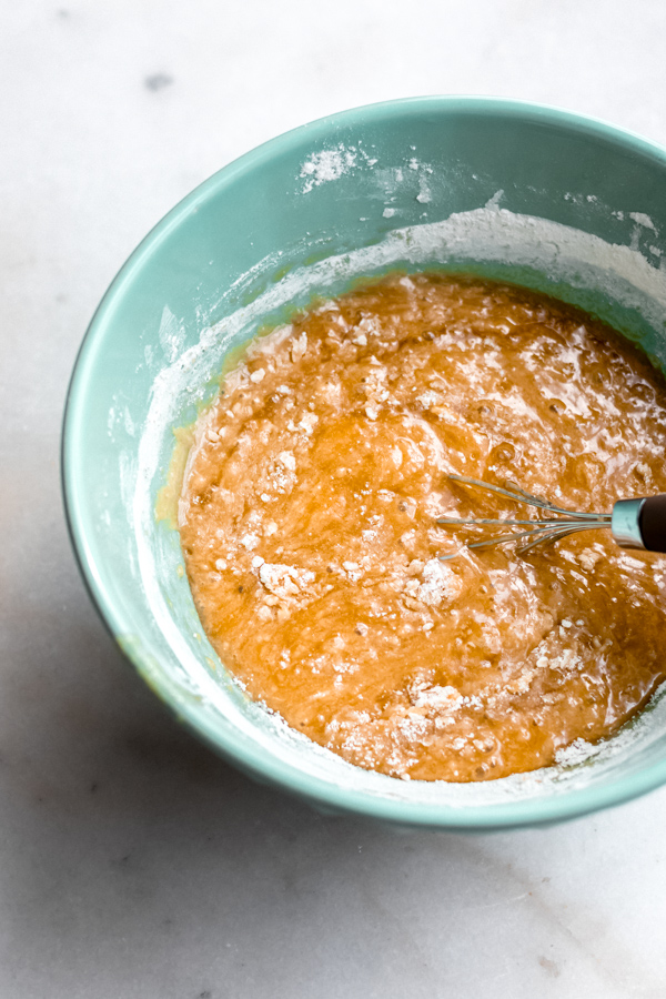 Blondie batter mixing in a bowl.