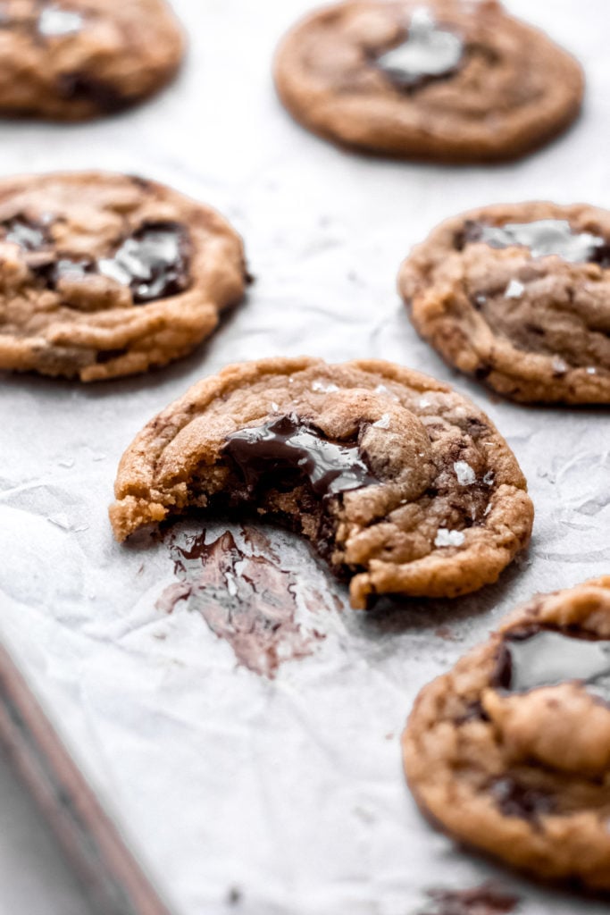 Close-up of chocolate chunk cookies.