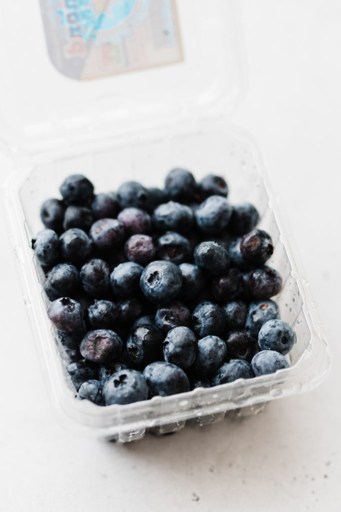 Blueberries in a container.