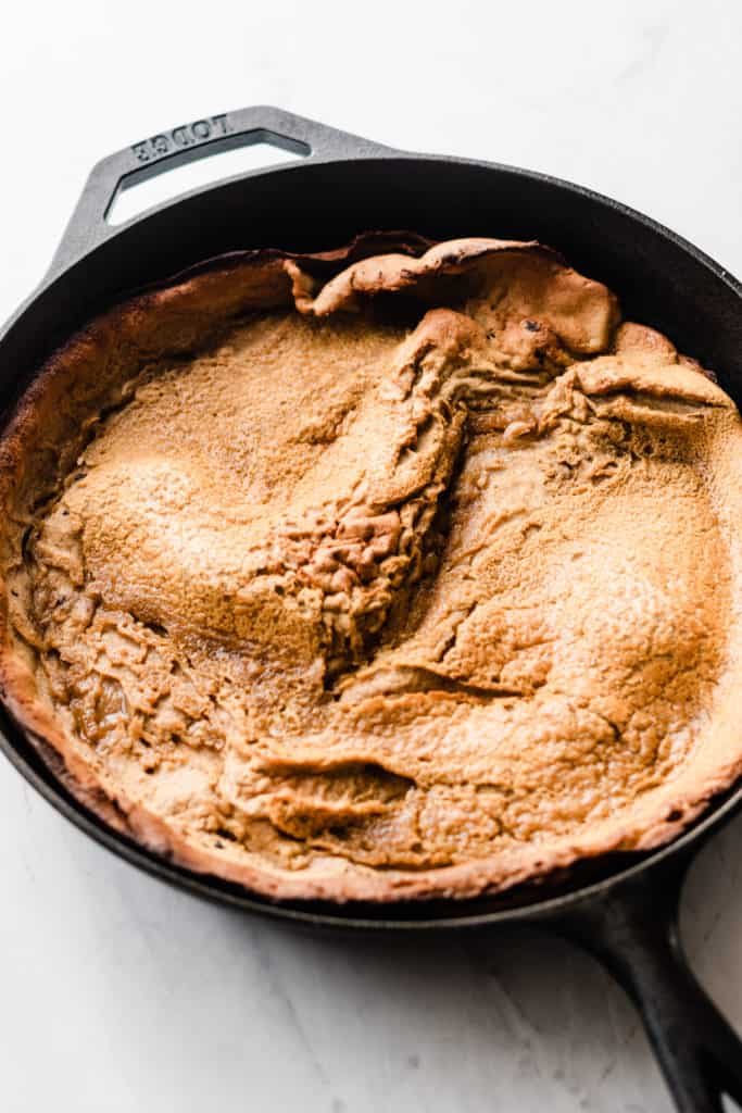 If you’re not familiar with a Dutch baby, otherwise known as Dutch pancakes, they’re a type of German pancake - bake in a pre-heated cast-iron skillet.