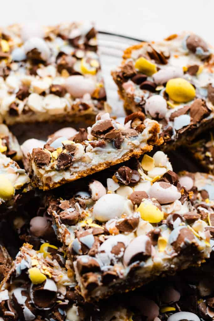 seven layer bars arranged on a cooling rack
