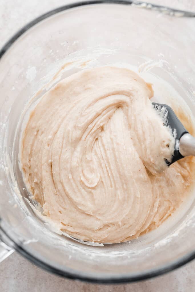 A close-up of the cake batter.