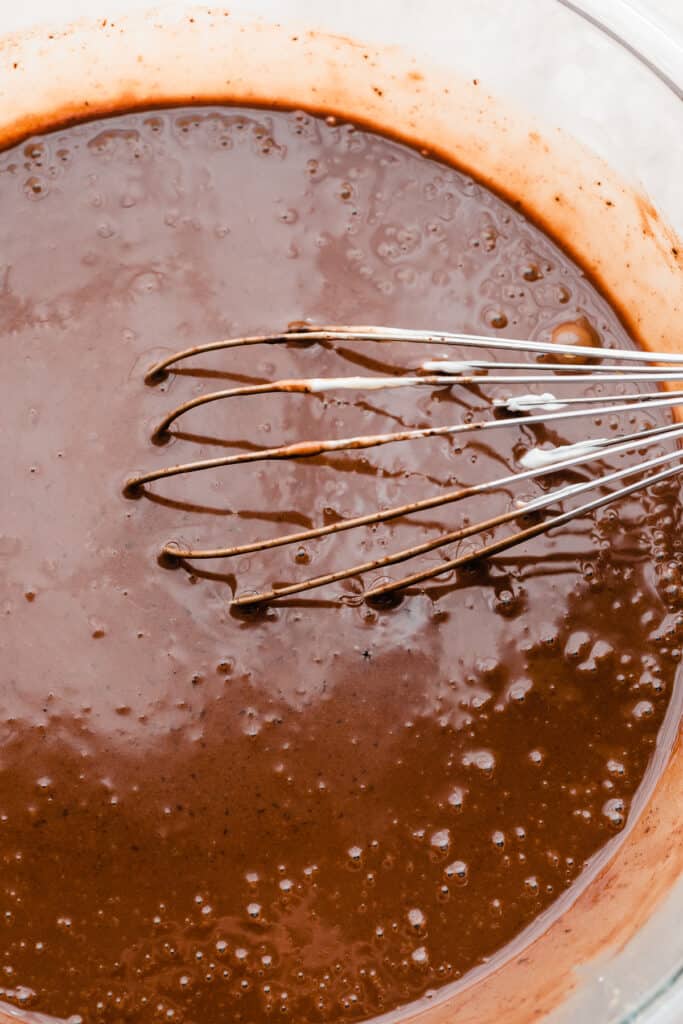 A bowl of the chocolate batter. 