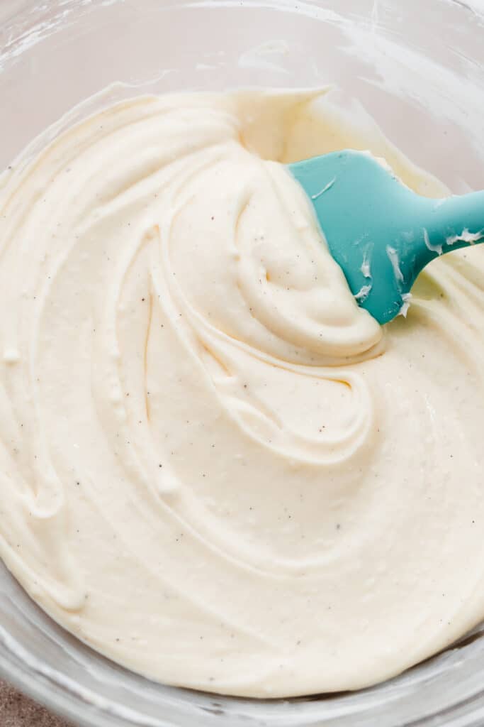 A bowl of the cream cheese filling. 