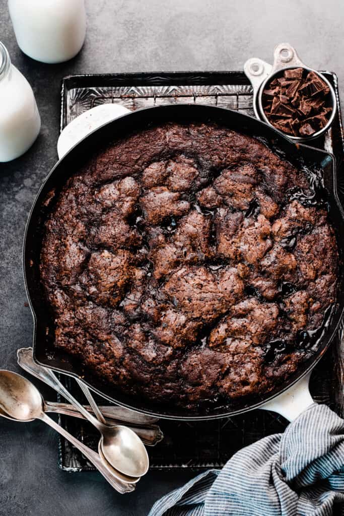 The baked chocolate cobbler. 