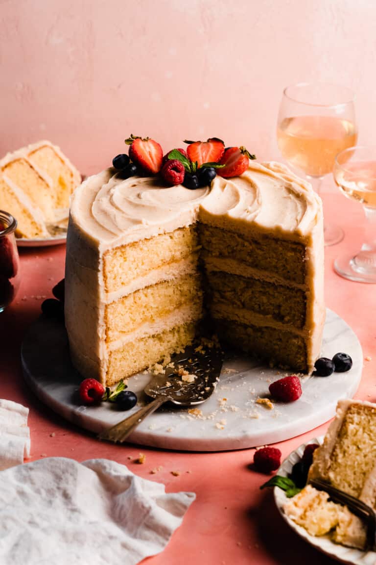 perfect 8-inch vanilla cake with brown butter frosting - Blue Bowl