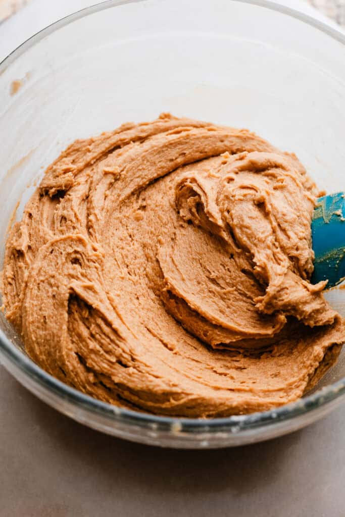 A bowl of the slightly thick, sticky dough.
